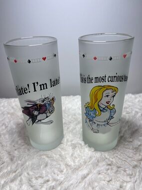 Dartington Alice in Wonderland Frosted Glass Tumbler Set - White and Pastel